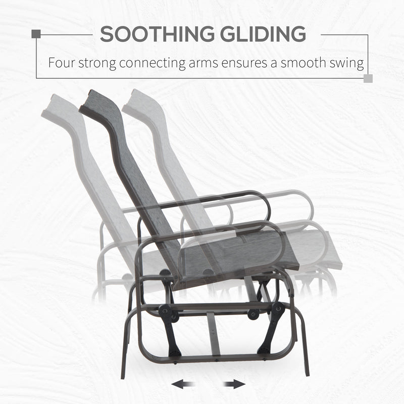 Outsunny - Patio Glider with Breathable Mesh Fabric, Outdoor Glider Chair, Garden Rocking Gliding Seat for Patio, Yard, Porch, Grey
