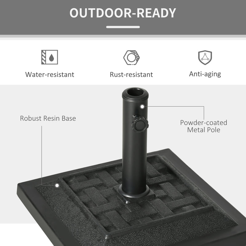 26 lb Heavy Duty Patio Umbrella Base, Square Resin Market Umbrella Stand for Outdoor, Garden, Backyard, Black