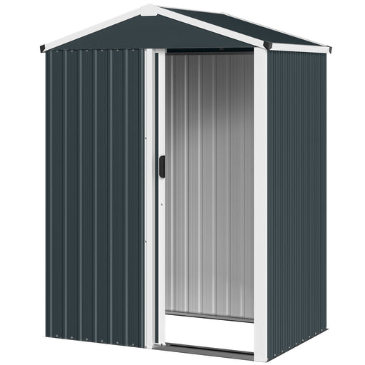 4.5 x 3ft Outdoor Storage Shed, Waterproof Metal Garden Shed with Lockable Door for Backyard, Patio, Lawn, Dark Grey