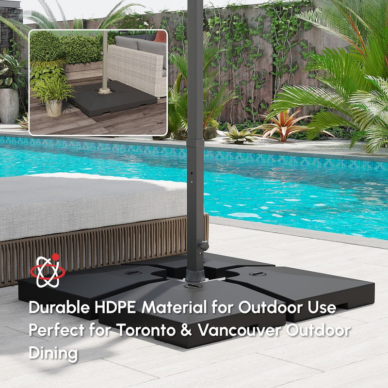 Outsunny - 4 Pieces Base Weight Stand, Heavy Duty Square Offset Cantilever Umbrella Stand Weighted Base, Total 264Lbs Sand/176Lbs Water Filled — 84D-048