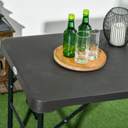 Outsunny - Folding Picnic Table with 2 Benches, 3-Piece Portable Outdoor Picnic Table Bench Set for 4, Patio Dining Table Set with Plastic Top, Steel Frame for Garden, Dark Grey