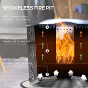 Outsunny - Smokeless Fire Pit, Portable Camping Bonfire Stove with Mat for Backyard Patio Picnic, Magnesium Oxide, Black