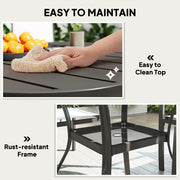 Outsunny - 5 Piece Outdoor Dining Set with Round Table and 4 Stackable Chairs, for Backyard, Lawn, Deck, Balcony, Pool Side