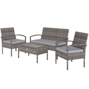 Outsunny - 4 Pieces Patio Furniture Set with A Loveseat, Two Armchairs and A Coffee Table, Outdoor Conversation Set, Light Grey