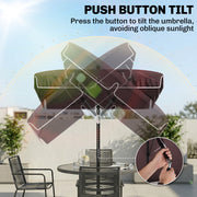 6.5x4ft Rectangle Patio Umbrella Aluminum Tilt Adjustable Garden Parasol Sun Shade Outdoor Canopy Coffee