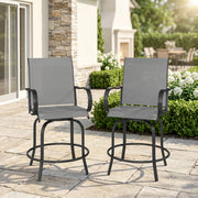 Outsunny - Outdoor Bar Stools Set of 2, 360° Swivel Bar Height Chairs, 26.8" x 29.5" x 48.4", Grey