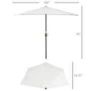 9ft Half Patio Umbrella Round Balcony Umbrella Waterproof Window Sun Shade w/ 5 Ribs Beige