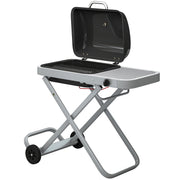 Outsunny - Portable Propane Gas BBQ Grill with Foldable Cart, Wheels, 9500 BTU Gas Barbecue Grill with Piezo Ignition Burner, Black