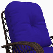 Outsunny - Outdoor Wicker Rattan Rocking Chair Patio Rocker with Thick Cushions for Garden Backyard Porch, Dark Blue