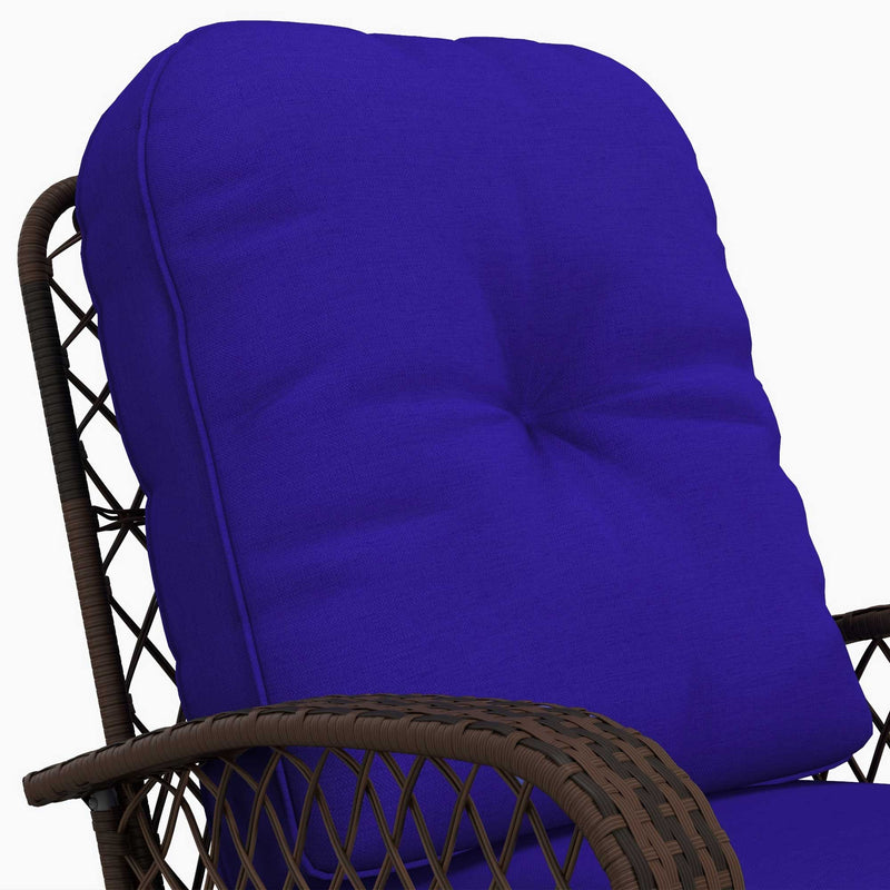 Outsunny - Outdoor Wicker Rattan Rocking Chair Patio Rocker with Thick Cushions for Garden Backyard Porch, Dark Blue