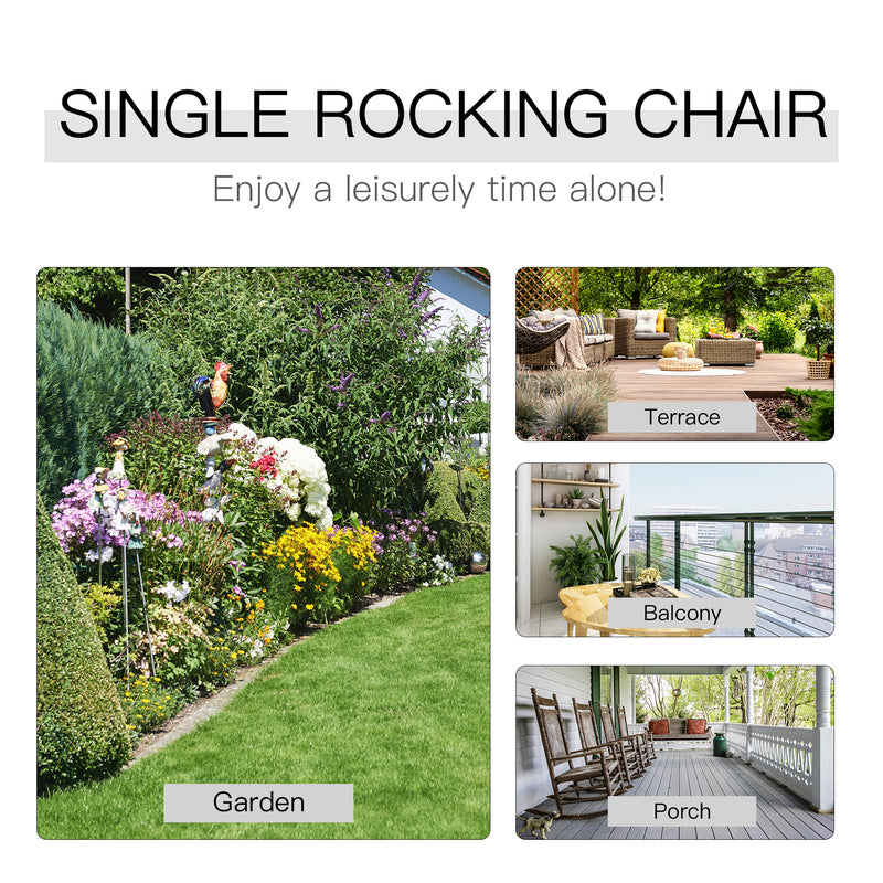 Outsunny - Wooden Porch Rocking Chair Outdoor Patio Rocker Garden Single Leisure Reclining Seat Armchair Natural