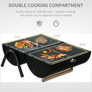 Outsunny - Outdoor Charcoal BBQ Grill, Tabletop Folding Barbecue Grill with Handle, 17.3" x 9.8" x 14", Black