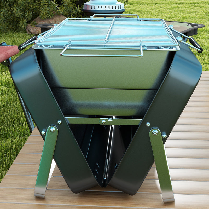 Outsunny - Metal Suitable-Style Portable BBQ Grill - Black