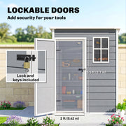 5 x 3FT Garden Shed with Floor, Outdoor Storage Shed with Lockable Door, Window and Vent for Backyard, Patio, Grey