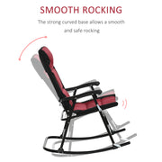 Outsunny - Folding Rocking Chair Set of 2 Padded Rockers with Armrest, Red & Black