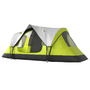 Outsunny - Camping Tent for 6 with 2 Bedroom, Waterproof Rainfly and Carry Bag for Fishing Hiking Festival, Green