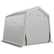 9.2' x 7.9' Garden Storage Tent, Patio Storage Shelter w/ Metal Frame and Double Zipper Doors, Light Grey