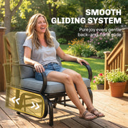 Outsunny - Patio Glider, Outdoor Glider Chair with Cushions, Steel Frame, Curved Armrests, Light Grey