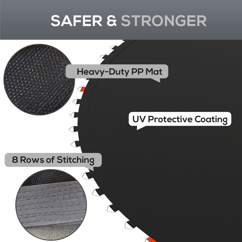 Soozier Trampoline Replacement Mat, Fits 14' Trampoline w/ 80 V-Hooks & 5.5" Springs (Spring & Frame not Included), Black