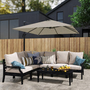 8 FT Aluminium Cantilever Patio Umbrella with 360° Rotation, Cross Base, Crank and Tilt for Garden, Patio, Light Grey
