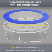 Aosom 12ft Trampoline Pad, Trampoline Replacement Safety Pad Mat Spring Cover, Water-Resistant, UV-Resistant, Tear-Resistant Edge Protection, No Holes for Pole, Blue