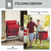 Outsunny - Set of 2 Outdoor Folding Chairs with Adjustable Backrest, Padded Camping Chairs for Outdoor Events, Red