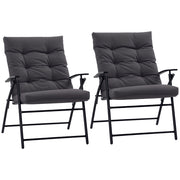 Outsunny - Set of 2 Outdoor Folding Chairs with Adjustable Backrest, Padded Camping Chairs for Outdoor Events, Grey