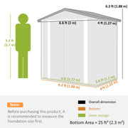 6.5' x 4' Outdoor Storage Shed, Metal Garden Shed with Lockable Double Doors, 4 Vents, Yellow