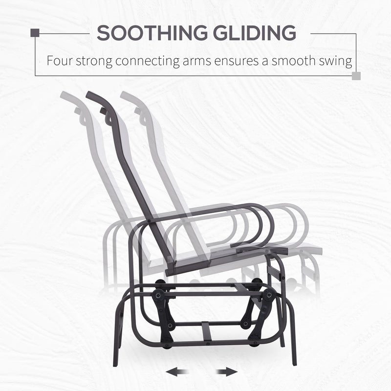 Outsunny - Outdoor Mesh Glider Swing Chair Patio Garden Rocking Gliding Seat Yard Porch Furniture, Brown Beige
