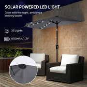 Half Outdoor Patio Umbrella with Solar LED Lights Half Umbrella with Crank 9ft Dark Grey