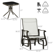 Outsunny - 3PCs Gliding Rocking Chair & Bistro Tea Table Set, Cream White