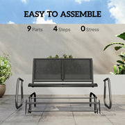 Outsunny - Outdoor Glider Bench, 2 Seater Garden Patio Glider Chair with Sling Fabric Seat, Steel Frame, Black