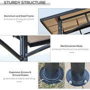 Outsunny - 8' x 5' Hardtop Grill Gazebo Aluminium BBQ Canopy Gazebo Outdoor Canopy with Side Shelves