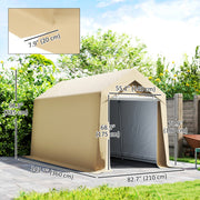 7' x 12' Outdoor Storage Shed Portable Garage with Roll-up Door for Motorcycle, Bike, Garden Tools, Beige