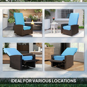 Outsunny - Outdoor Rattan Wicker Lounge Chair with Footrest & Soft Cushion for Patio, Garden, Backyard, Sky Blue