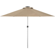 Outsunny - LED Patio Umbrella, Lighted Deck Umbrella with 4 Lighting Modes, Solar & USB Charging, Khaki