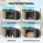 8' x 6' Portable Shed, Waterproof Bike Tent with Roll-up Zipper Door, Vent and Galvanised Metal Frame, Dark Grey
