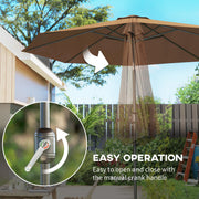 10' x 8' Round Market Umbrella, Patio Umbrella with Crank Handle and Tilt, Outdoor Parasol for Garden, Bench, Lawn, Coffee
