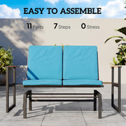 Outsunny - Outdoor Glider Bench for 2 Person, Patio Glider Loveseat with Thick Cushions for Garden Balcony Porch, Navy Blue