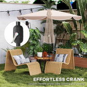 9' x 9' Round Market Umbrella with Valance, Patio Umbrella with Tilt and Crank, for Garden, Deck, Poolside, Khaki