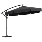 Outsunny - 11 FT Cantilever Patio Umbrella Offset Parasol with Cross Base and 8 Ribs for Garden, Black