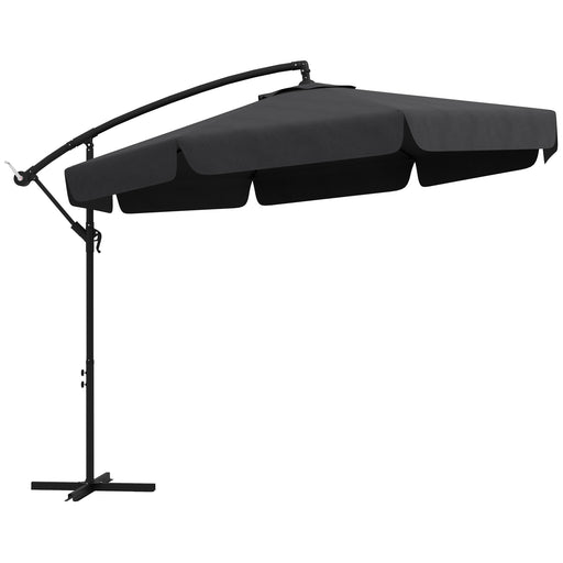 Outsunny - 11 FT Cantilever Patio Umbrella Offset Parasol with Cross Base and 8 Ribs for Garden, Black