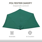 9ft Half Round Patio Umbrella, Outdoor Market Patio Table Umbrella Parasol with Crank Mechanism, 5 Ribs, Dark Green