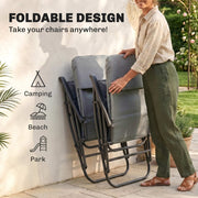Outsunny - Folding Rocking Chair Set of 2 Padded Rockers with Armrest, Light Grey