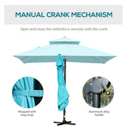 10' x 10' Cantilever Patio Umbrella, Double Top Square Offset Umbrella with 360° Rotation, 5 Adjustable Tilt Angles, Umbrella Cover, Aluminum Pole and Ribs, Light Blue