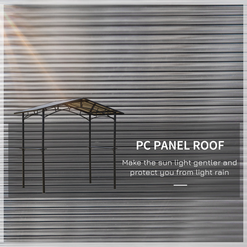 Outsunny - 8' x 5' Hardtop Grill Gazebo Aluminium BBQ Canopy Gazebo Outdoor Canopy with Side Shelves