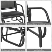 Outsunny - Patio Glider Outdoor Glider Chair with Breathable Mesh Seat & Backrest, Armrests and Metal Frame, Black