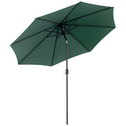 Outsunny - 10' x 8' Round Market Umbrella, Patio Umbrella with Crank Handle and Tilt, Outdoor Parasol for Garden, Bench, Lawn, Green