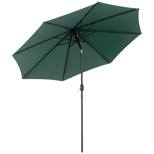 Outsunny - 10' x 8' Round Market Umbrella, Patio Umbrella with Crank Handle and Tilt, Outdoor Parasol for Garden, Bench, Lawn, Green
