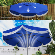 9FT Patio Umbrella Parasol, UPF 30+ Outdoor Market Umbrella with Crank, 8 Ribs, Push Button Tilt, Blue